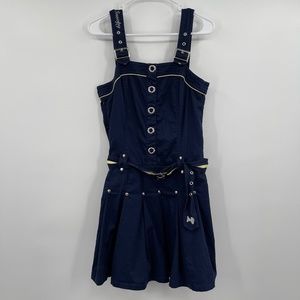 Snoopy UFS Fit & Flare Dress Sz 8 Blue Sleeveless Buttons Belt Pleated Cosplay